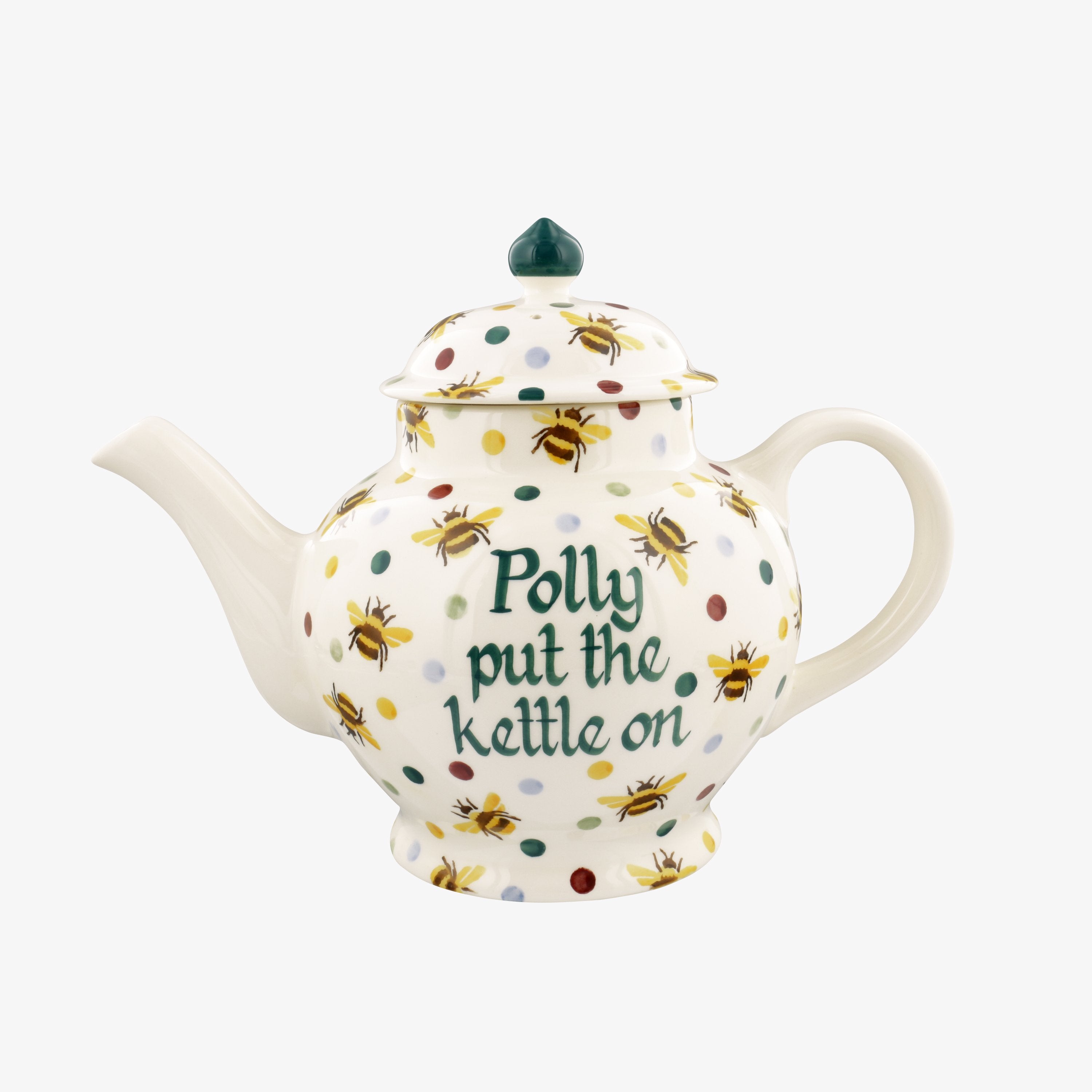 Personalised Bumblebee & Small Polka Dot 4 Mug Teapot  - Customise Your Own Pottery Earthenware  | E