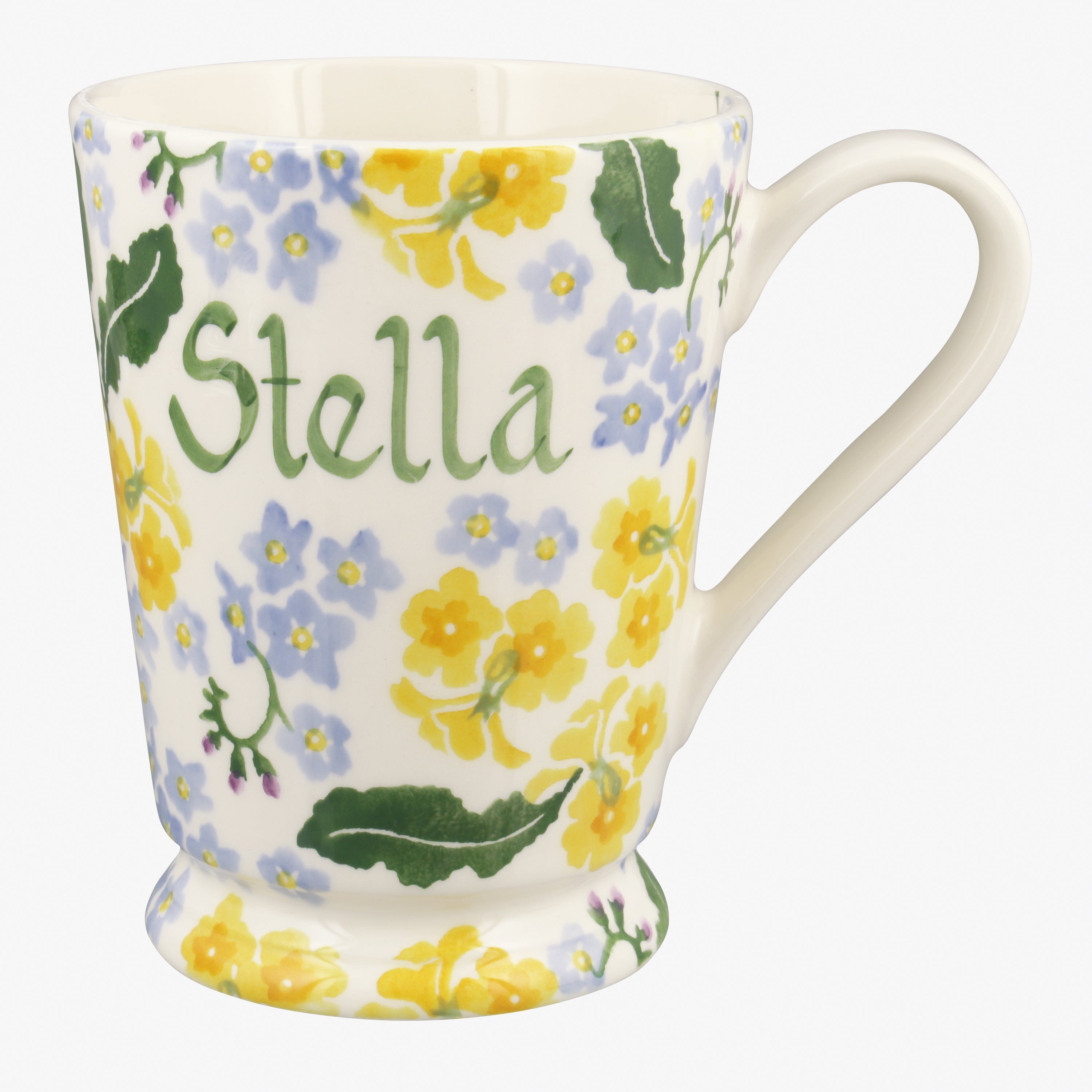 Personalised Forget Me Not & Primrose Cocoa Mug  - Customise Your Own Pottery Earthenware  | Emma Br