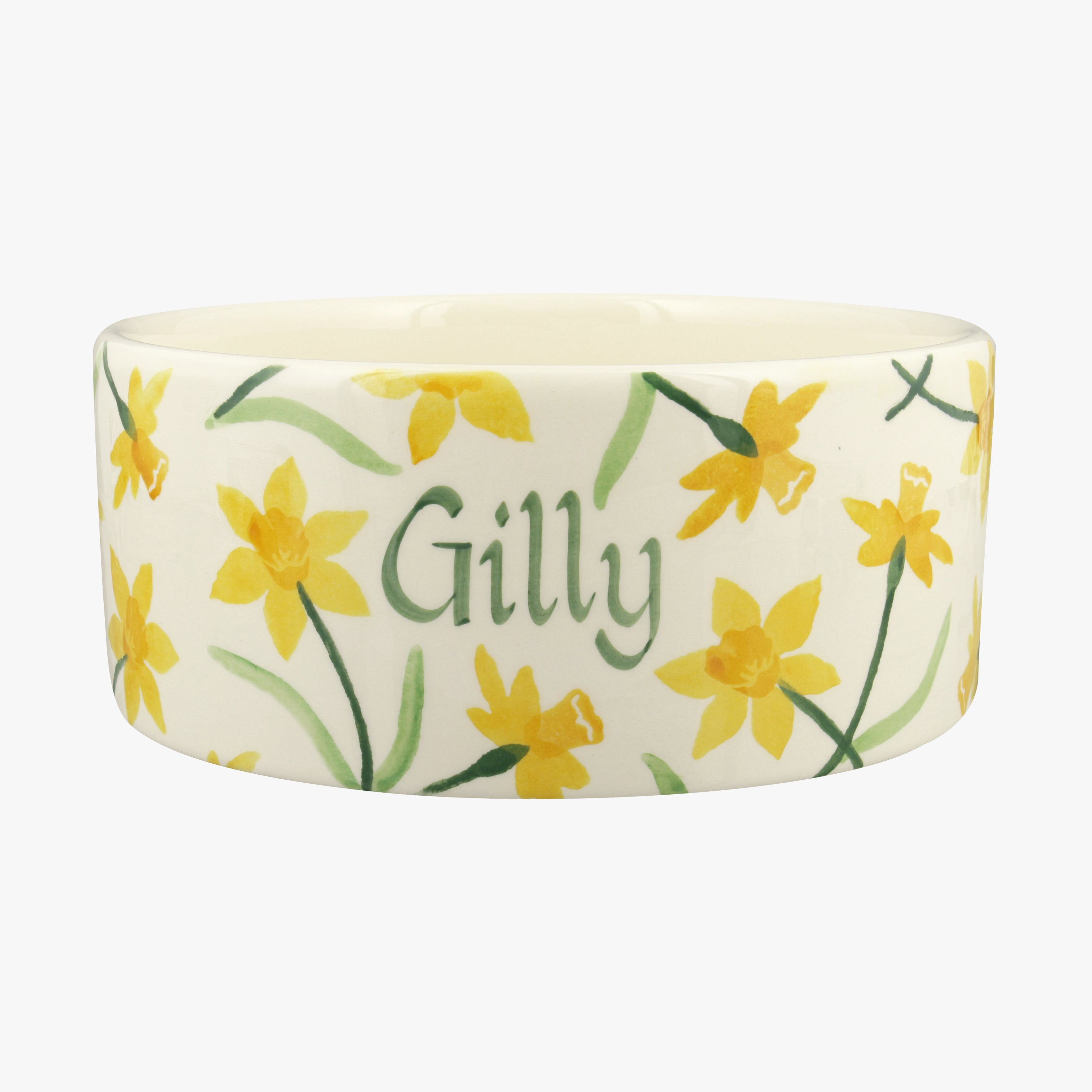 Personalised Little Daffodils Large Pet Bowl  - Customise Your Own Pottery Earthenware  | Emma Bridg