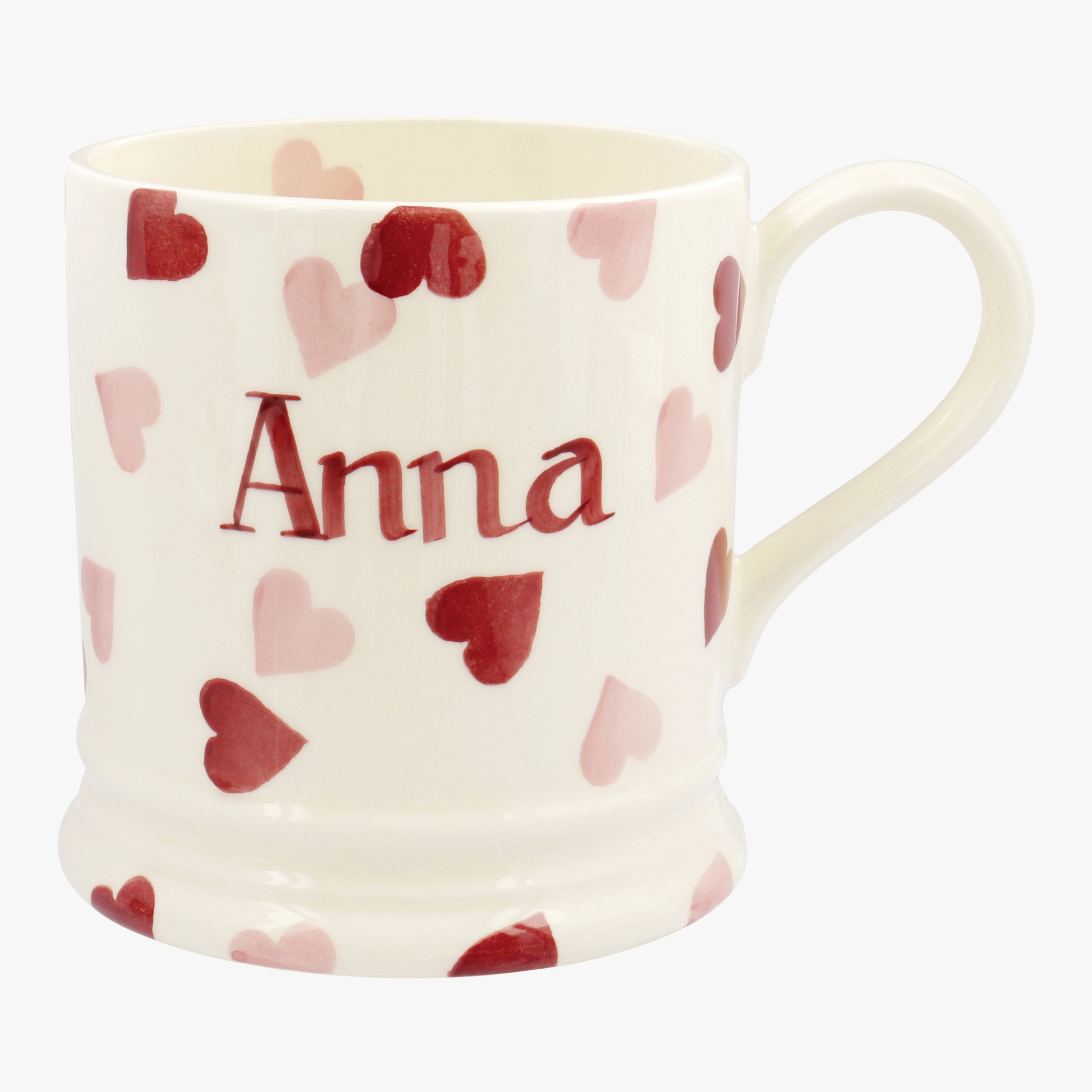 Personalised Pink Hearts 1 Pint Mug  - Customise Your Own Pottery Earthenware  | Emma Bridgewater