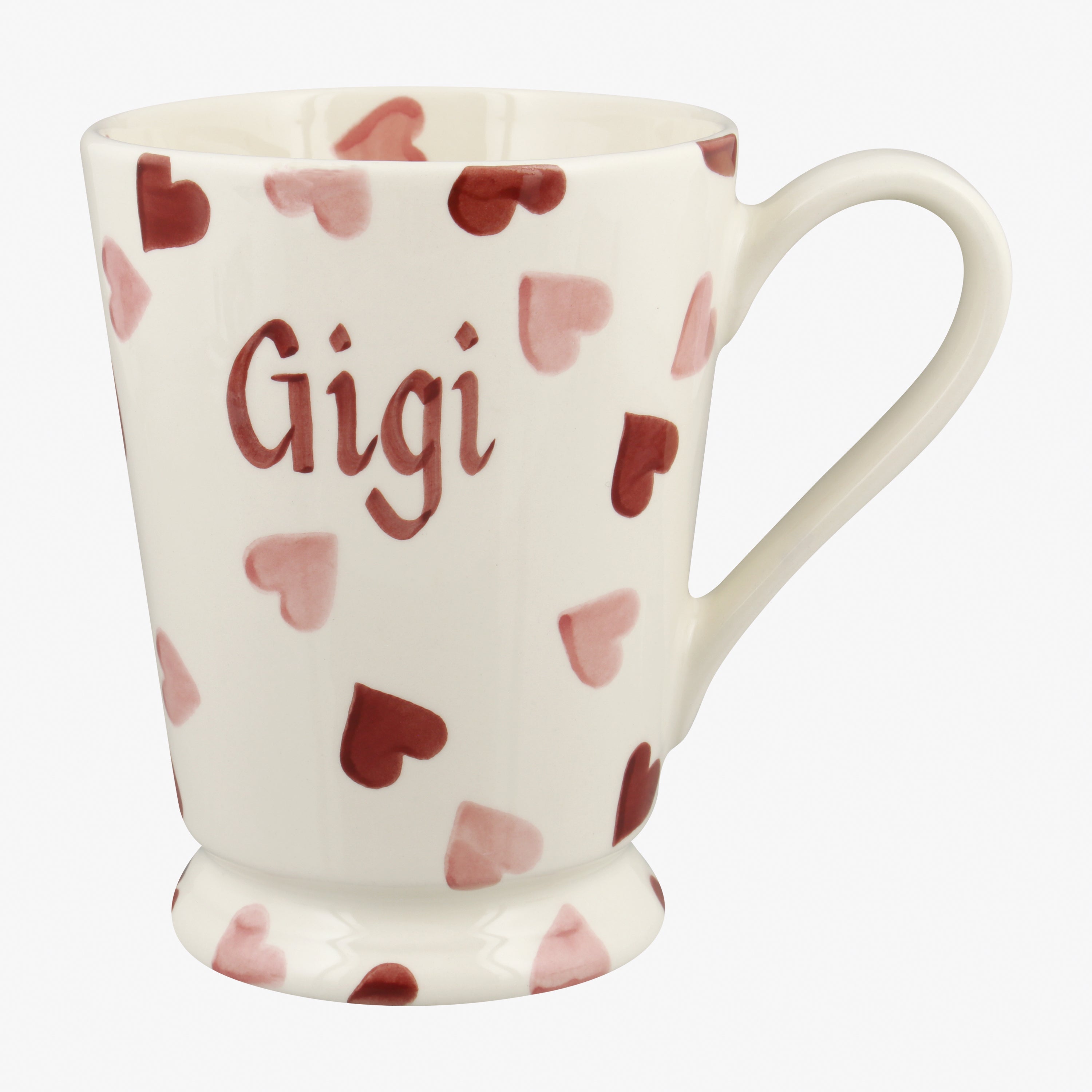 Emma Bridgewater  Personalised Pink Hearts Cocoa Mug  - Customise Your Own Pottery Earthenware