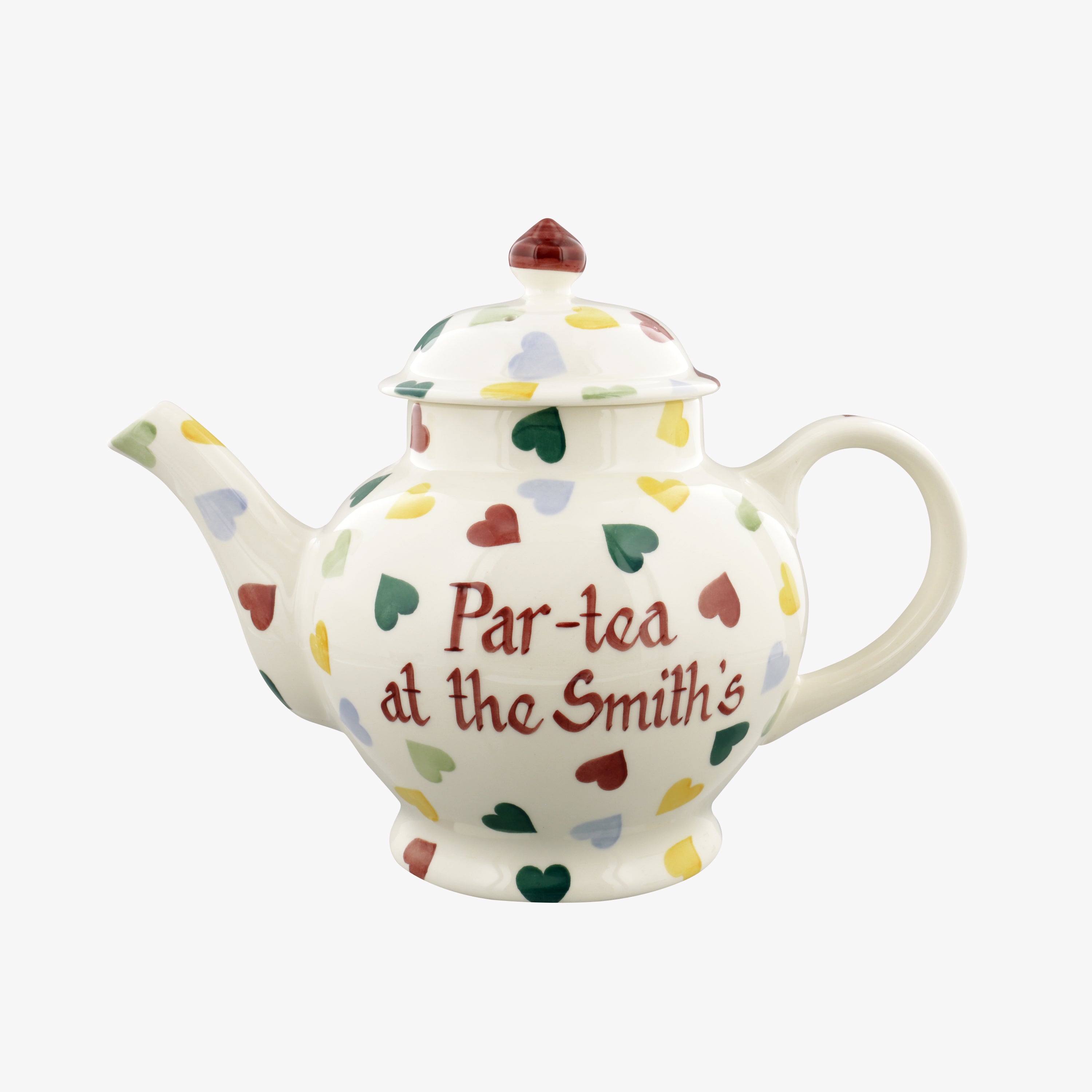 Personalised Polka Hearts 4 Mug Teapot  - Customise Your Own Pottery Earthenware  | Emma Bridgewater