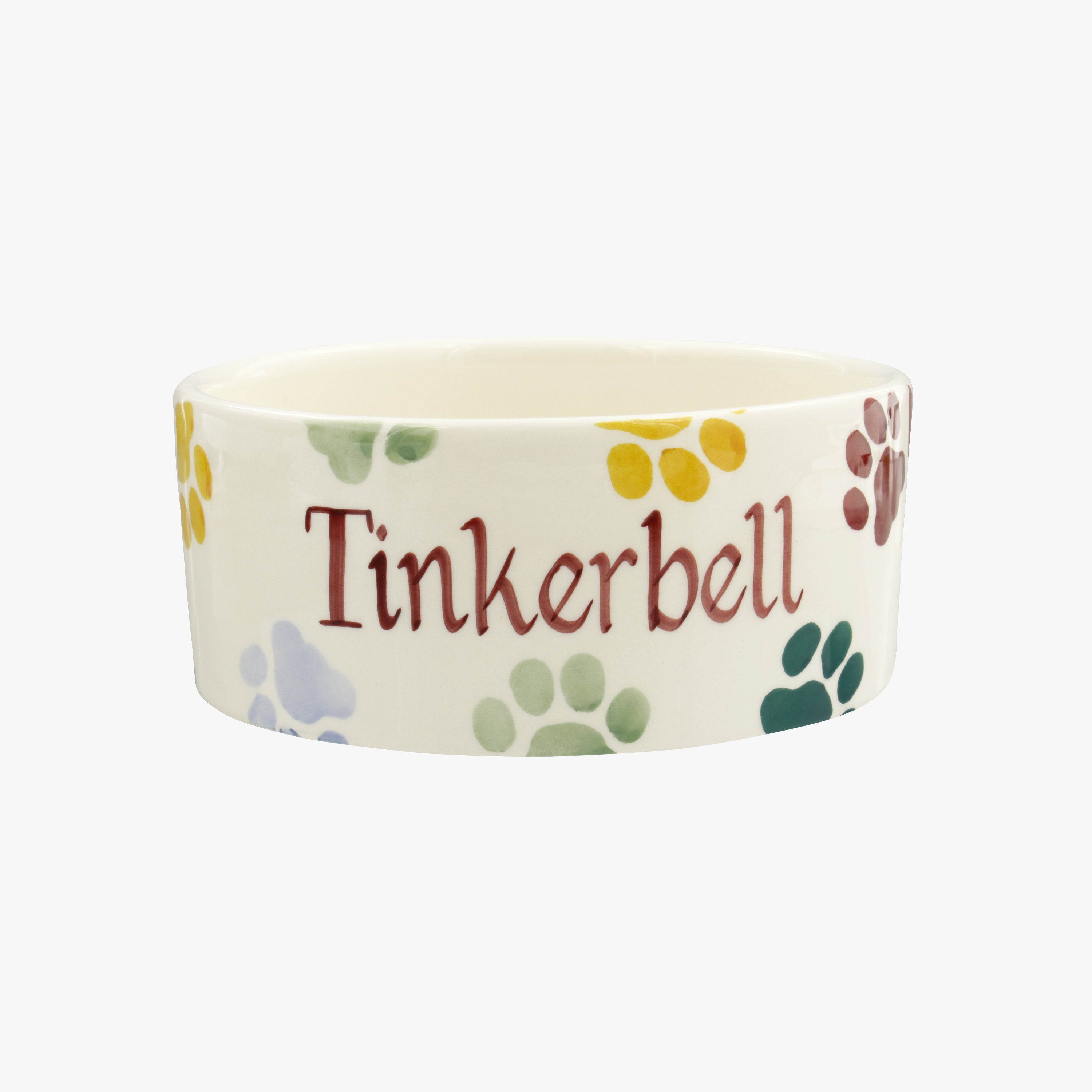 Emma Bridgewater  Personalised Polka Paws Small Pet Bowl  - Customise Your Own Pottery Earthenware