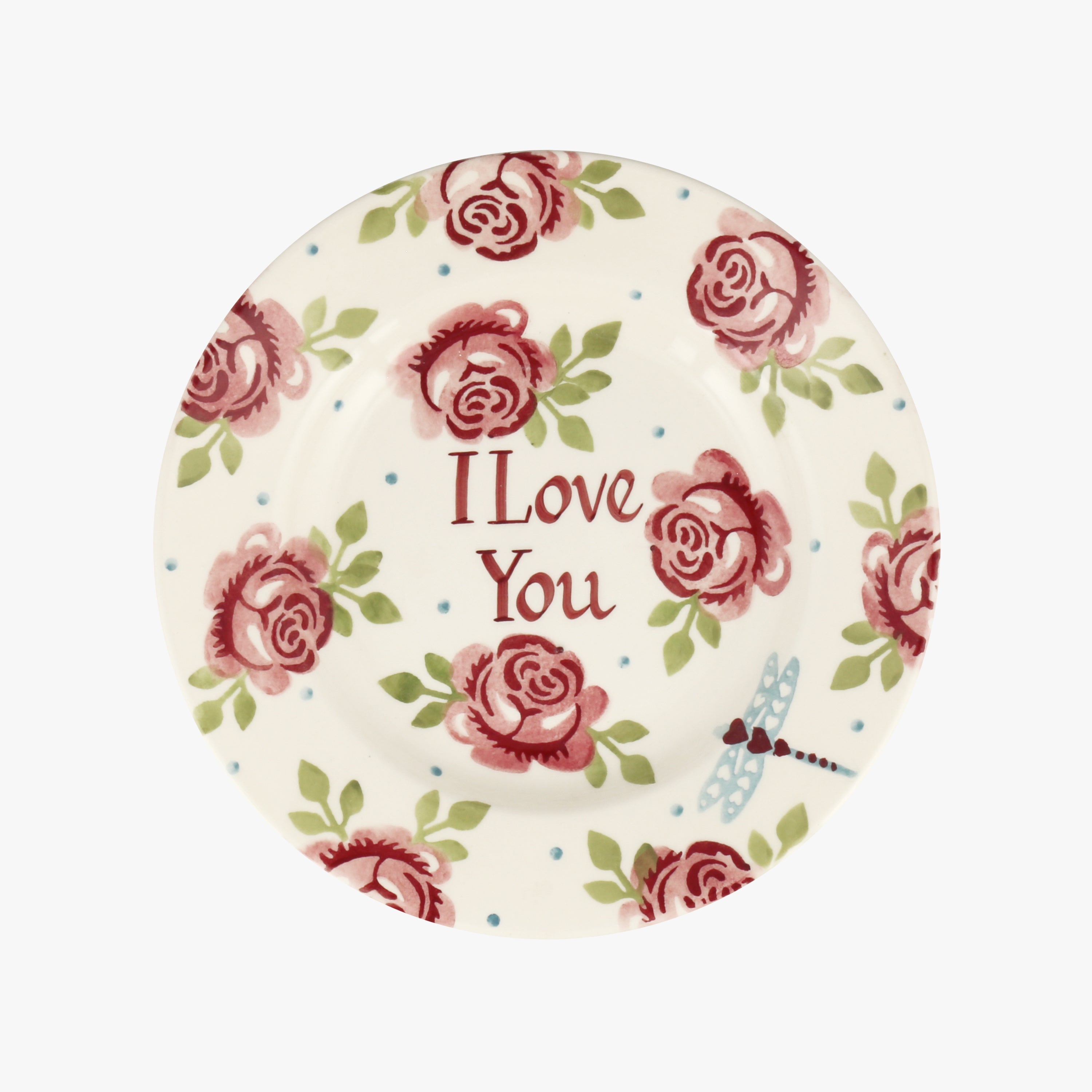 Personalised Pink Roses 8 1/2 Inch Plate  - Customise Your Own Pottery Earthenware  | Emma Bridgewat