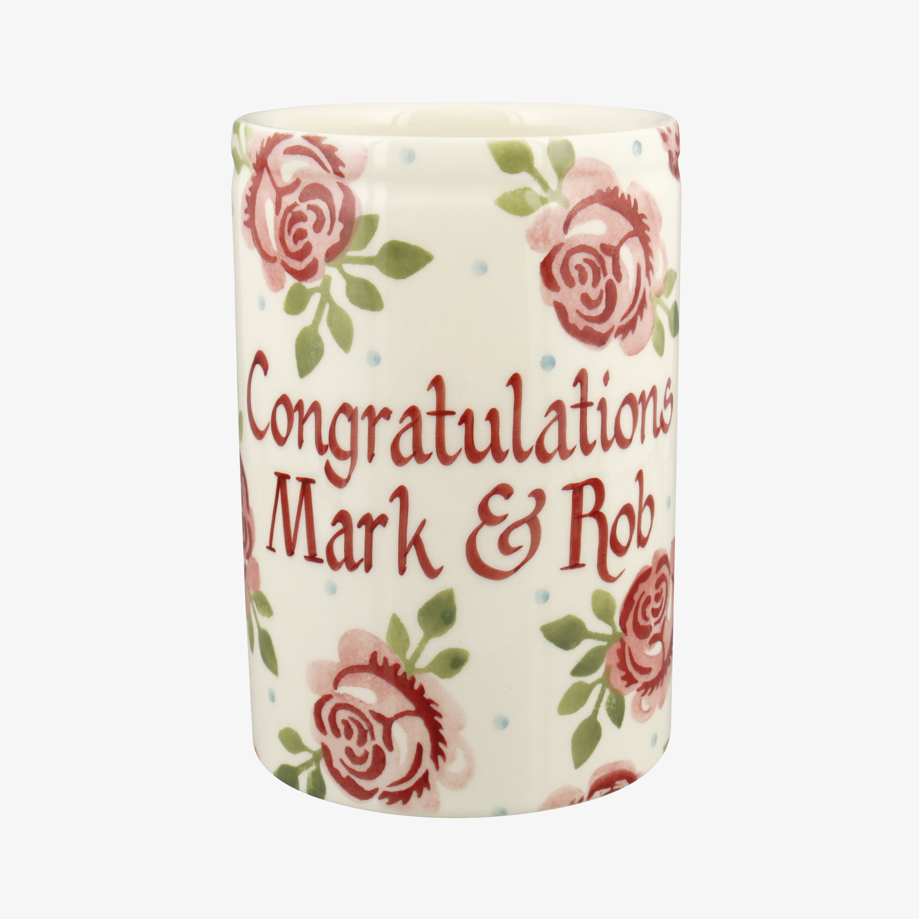 Personalised Pink Roses Medium Vase  - Customise Your Own Pottery  | Emma Bridgewater