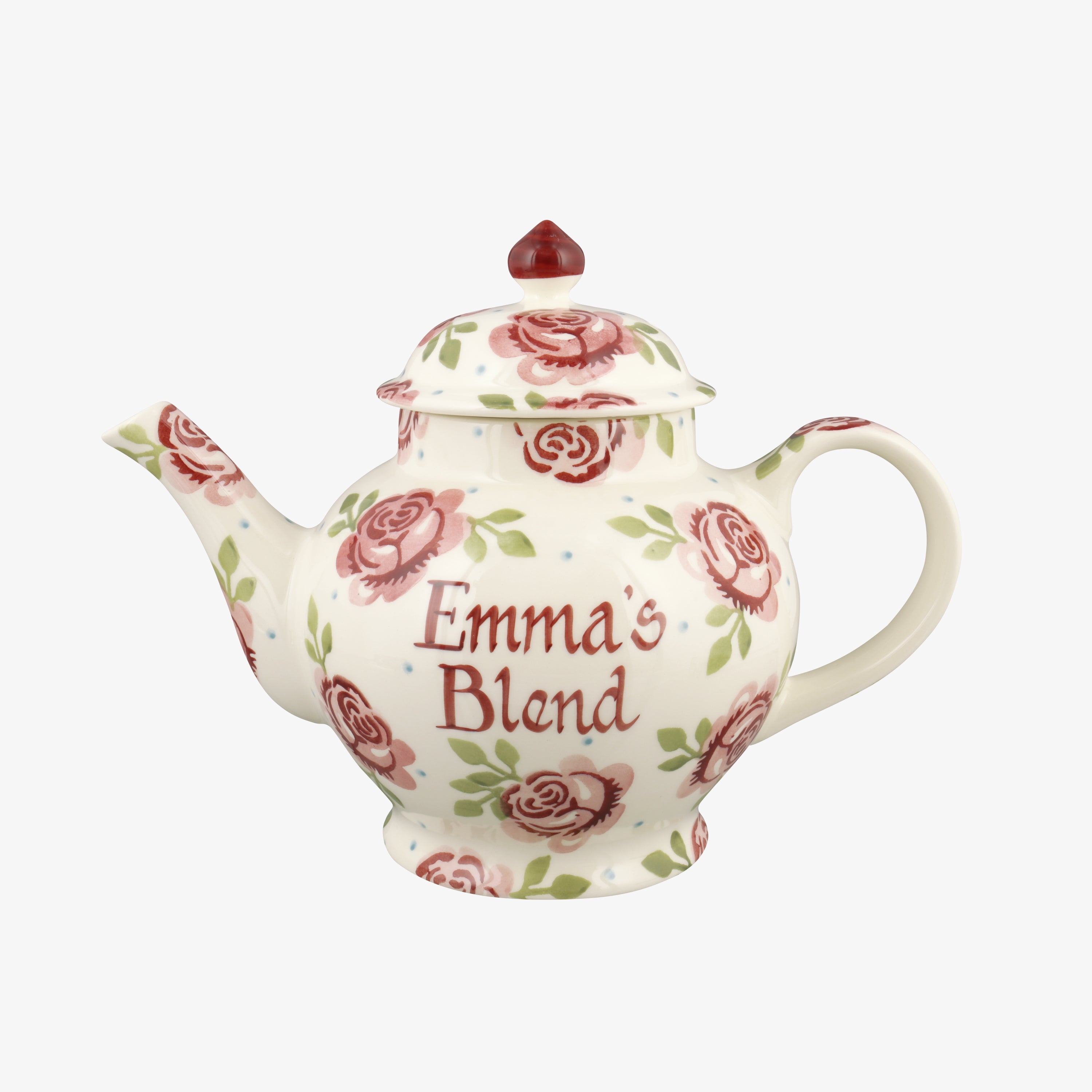 Emma Bridgewater  Personalised Pink Roses 4 Mug Teapot  - Customise Your Own Pottery Earthenware