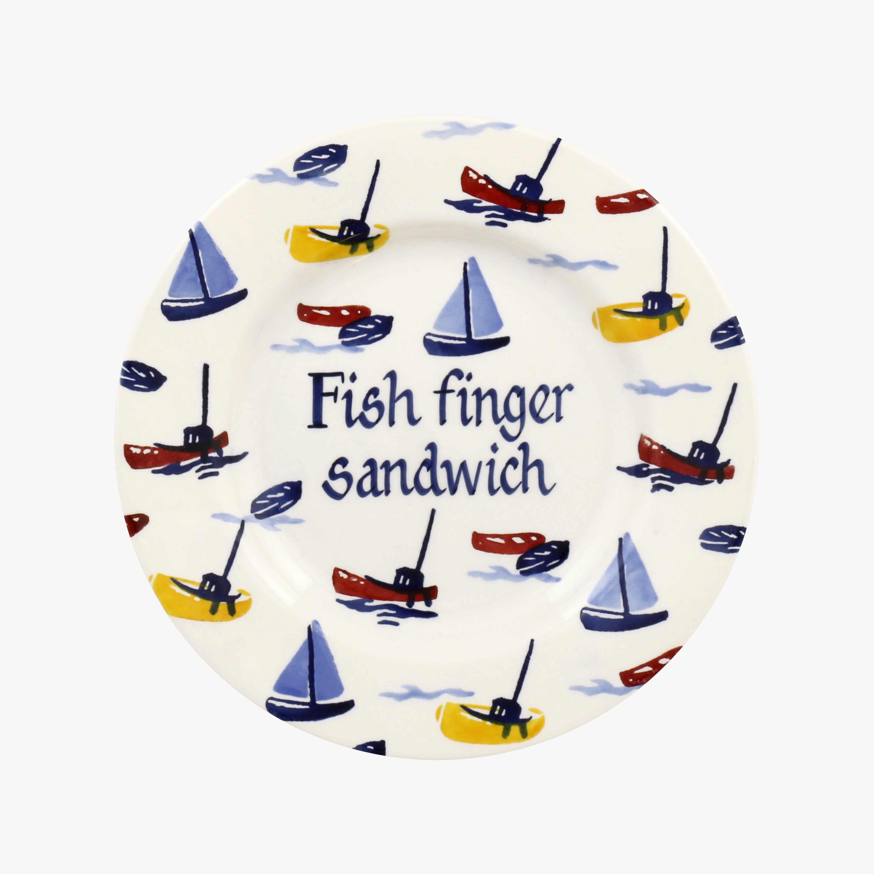 Personalised Shoreline Scattered Boats 8 1/2 Inch Plate  - Customise Your Own Pottery Earthenware  |