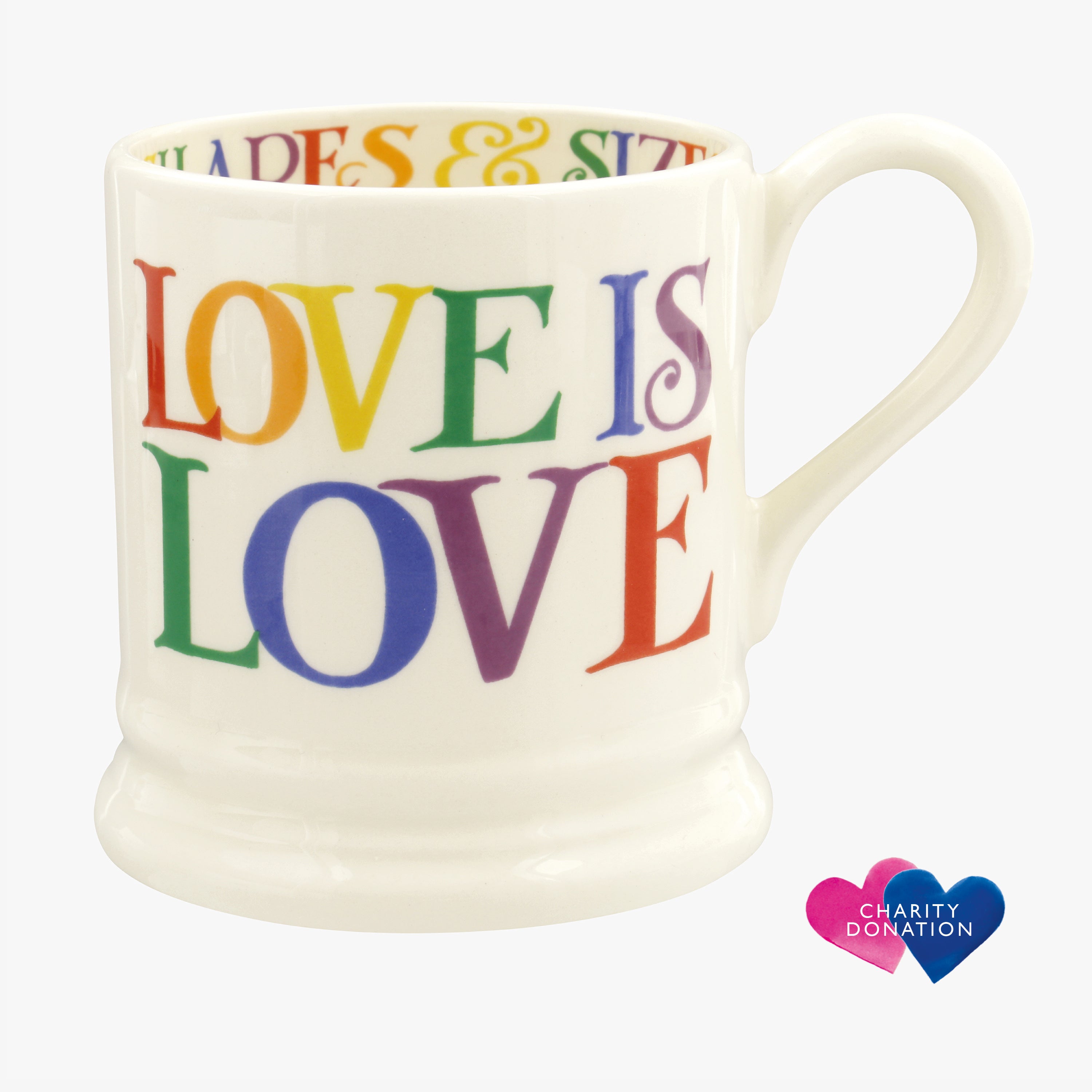 Emma Bridgewater  Rainbow Toast Love is Love 1/2 Pint Mug - Unique Handmade & Handpainted English Ea