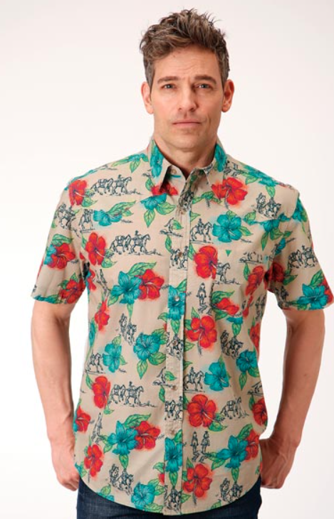 Stetson Men's Short Sleeve Hawaiian Western Snap Shirt – Wildfire ...