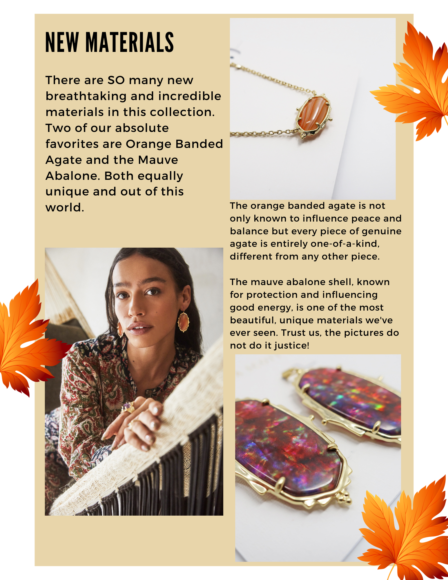 Kendra Scott Second Fall 2021 Collection Orange Banded Agate and Mauve Abalone