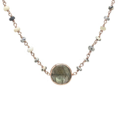Ela rae Libi II Pendant Necklace in Opal Labradorite & Gold