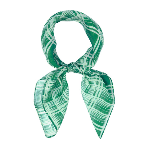 Chan Luu 100% Silk Bright Plaid Neckerchief Verdant Green