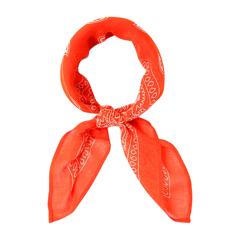 Chan Luu Viscose Bandana Print Neckerchief in Tangerine Tango