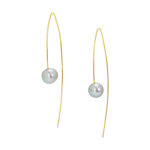 Chan Luu Gold and Grey Pearl Drop Earrings