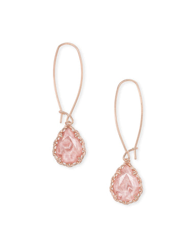 Pair of Kendra Scott Dee Macrame Dangle Earrings in Blush Wood and Rose Gold