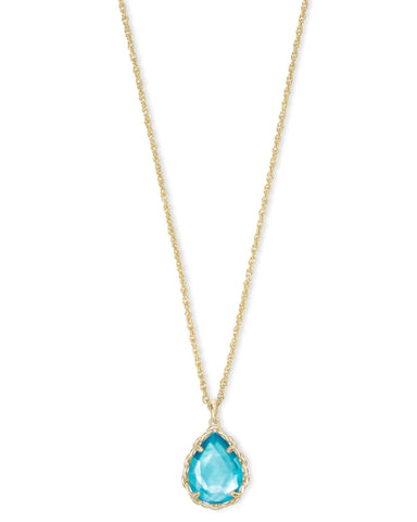 Kendra Scott Dee Macrame Pendant Necklace in Aqua Illusion and Gold