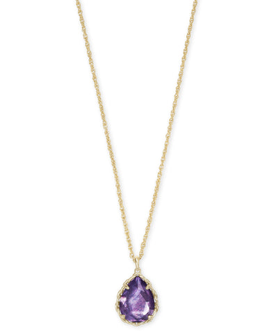 Kendra Scott Dee Macrame Pendant Necklace in Purple Mica and Gold