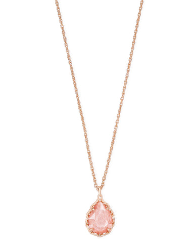 Kendra Scott Dee Macrame Pendant Necklace in Blush Wood and Rose Gold