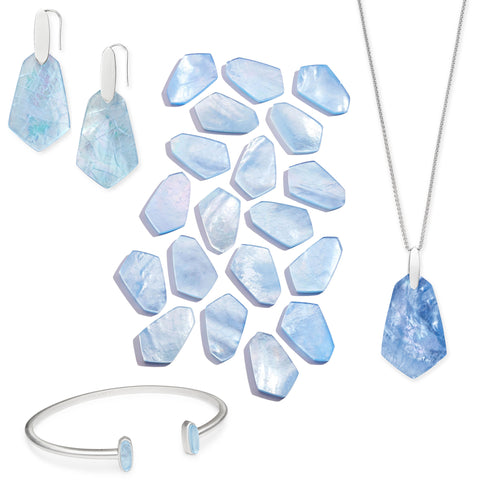 Kendra Scott Sky Blue Illusion Stone Camila Earrings Mavis Bracelet Cam Necklace