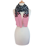 Blue Pacific Animal Print Cashmere Silk Scarf in Pink and Snow 78 x 22