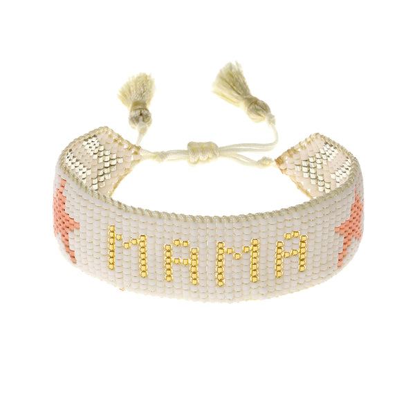 Olivia Mark – Beaded Bracelet Letters MAMA Gold – Olivia Mark
