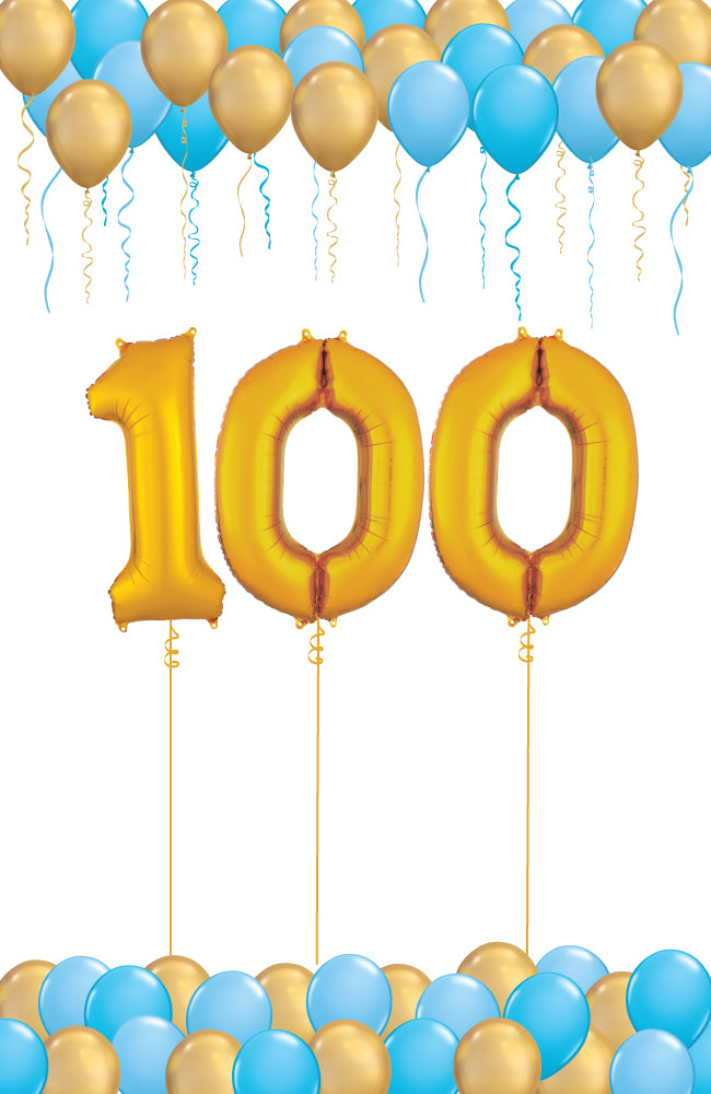 100 Day Celebration -Blue and Gold Balloon Set – BALLOONERY.COM