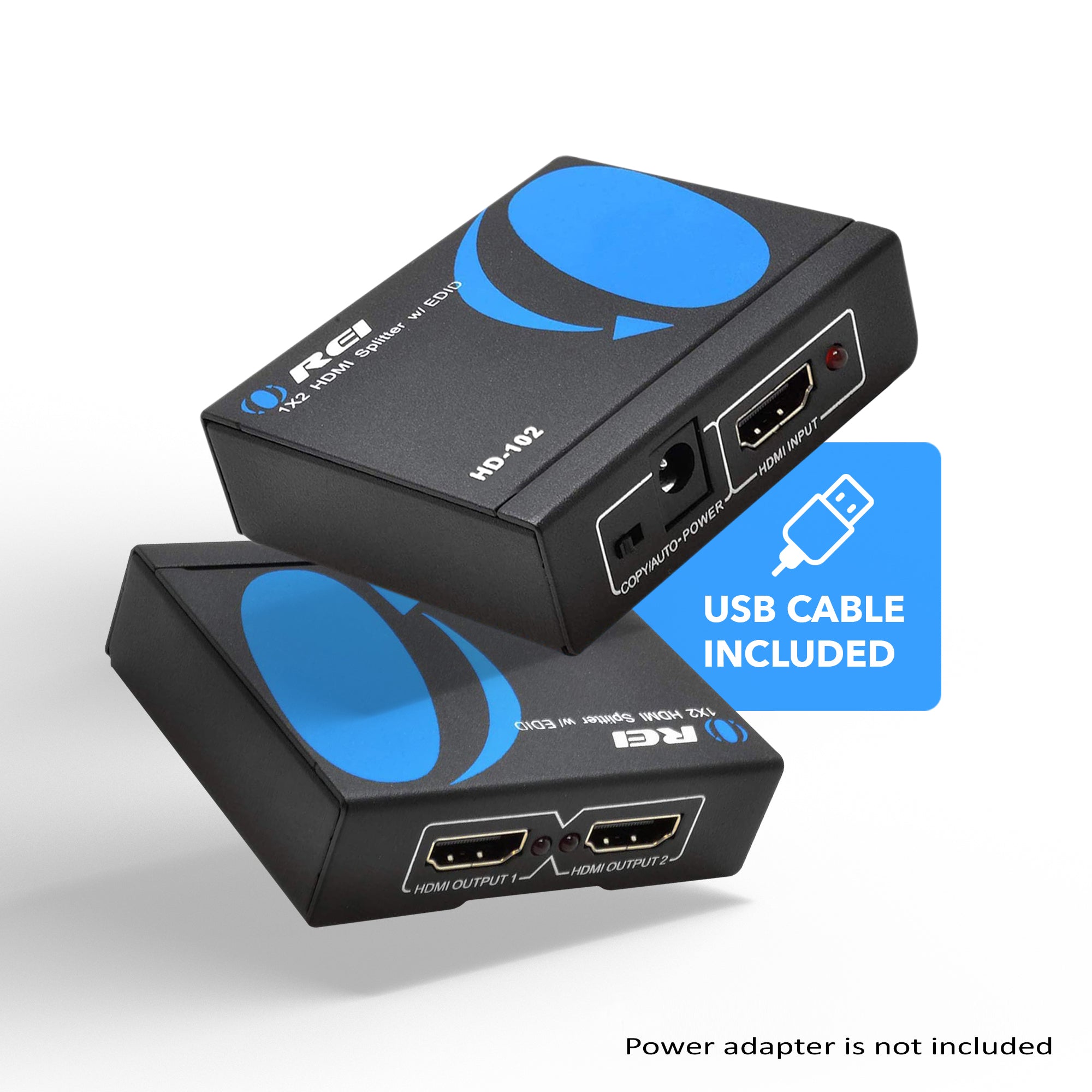 1x2 HDMI Splitter: 1-in 2-out, Powered, EDID, Support (HD-102) | OREI