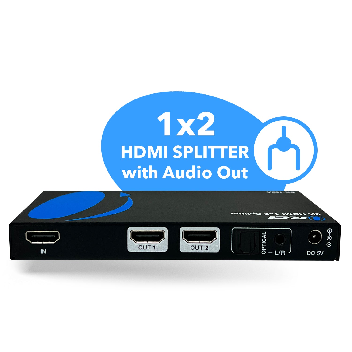 1x2 HDMI Splitter W/ Audio 2-out, UltraHD 8K, EDID (BK-102A)