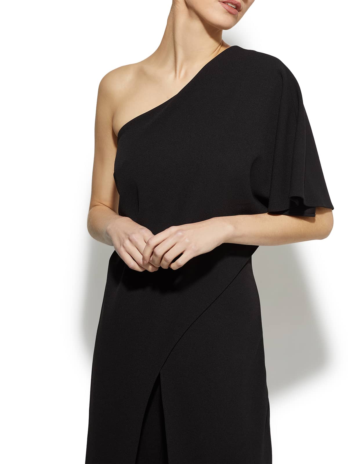 Harper Stretch Jumpsuit | Montique | Black One Shoulder Jumpsuit