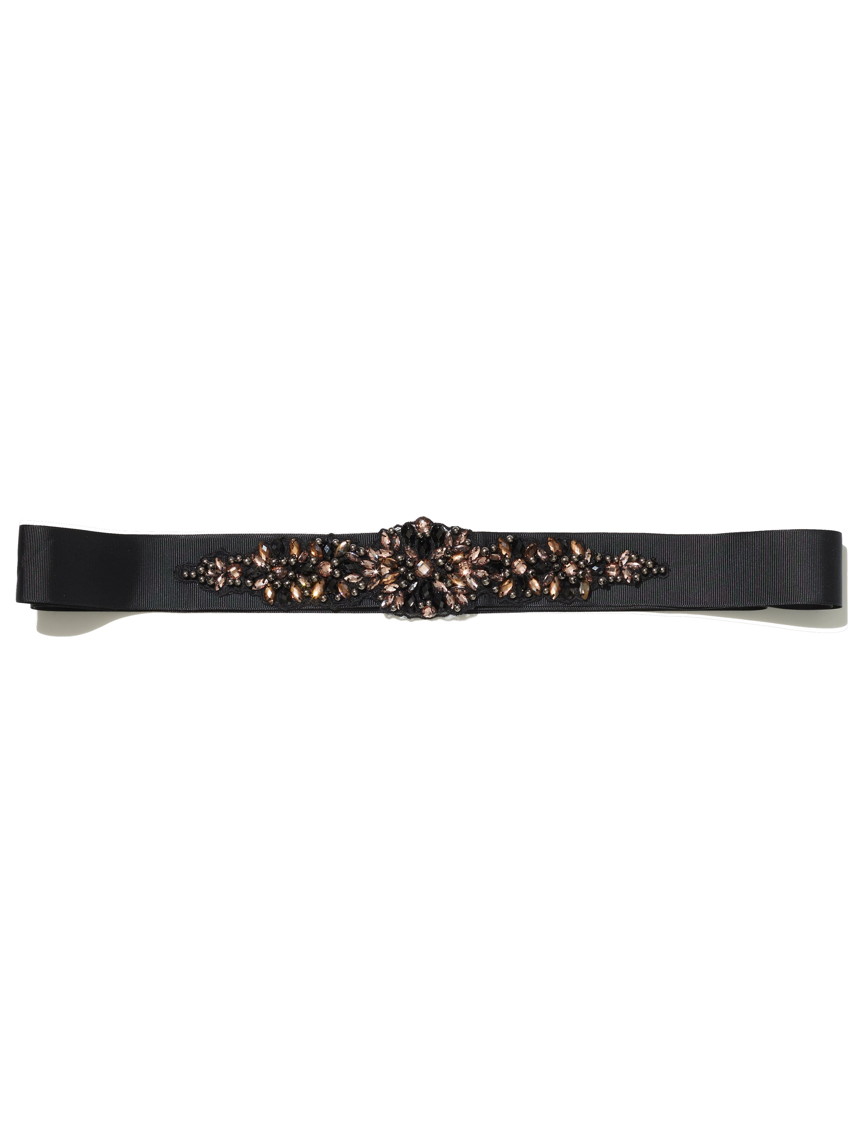 Tara Black Beaded Ribbon Belt