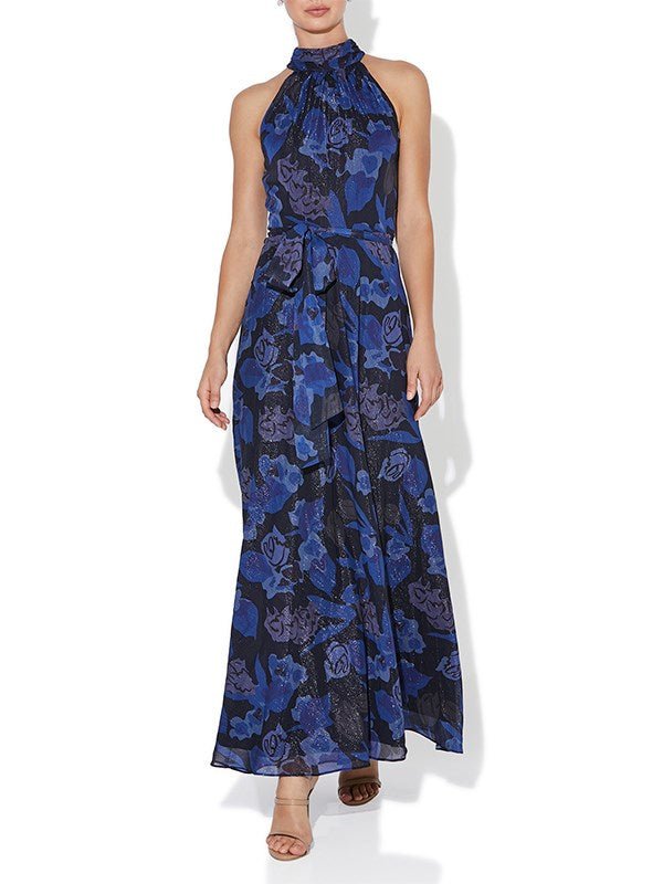 Victoria Navy Printed Gown