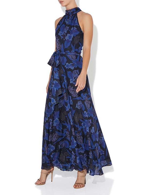 Victoria Navy Printed Gown