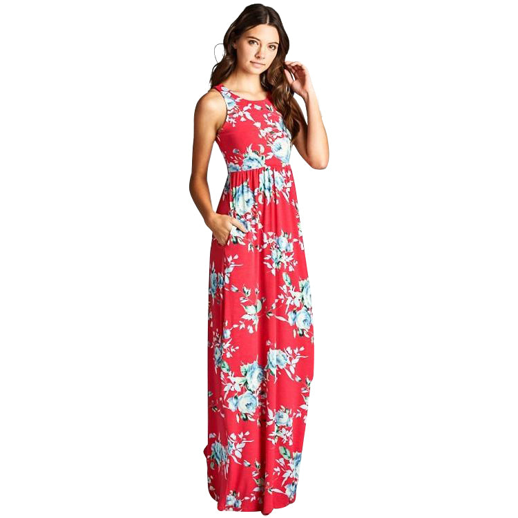 hot pink floral maxi dress