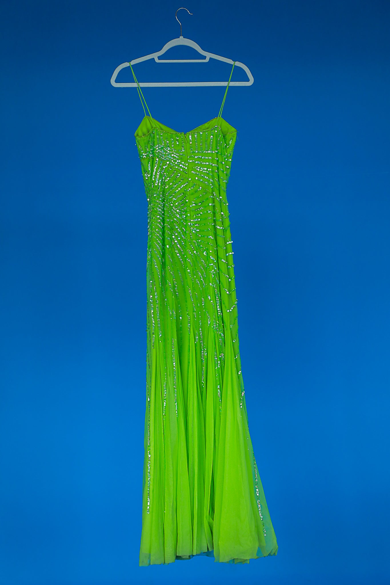 neon green sequin dress