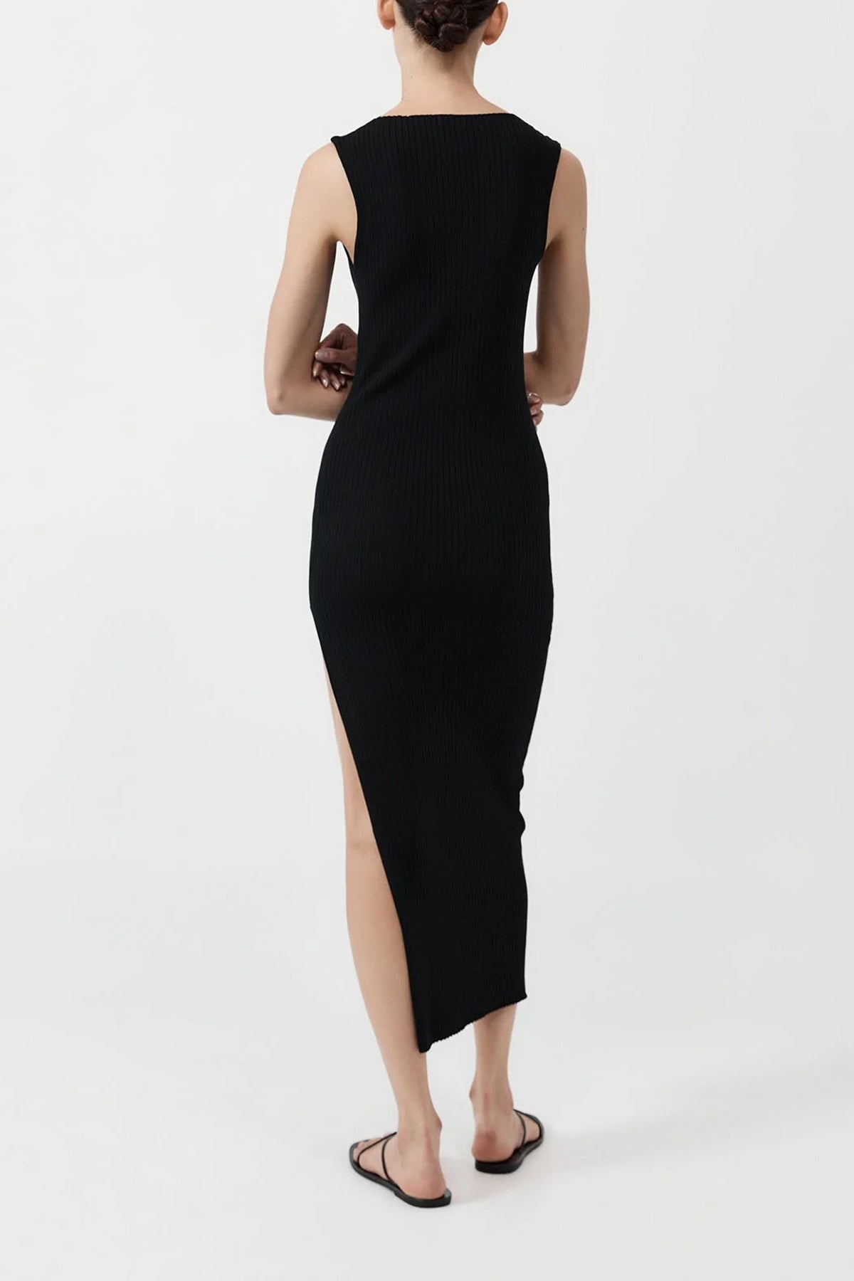 Cut Away Knit Dress in Black