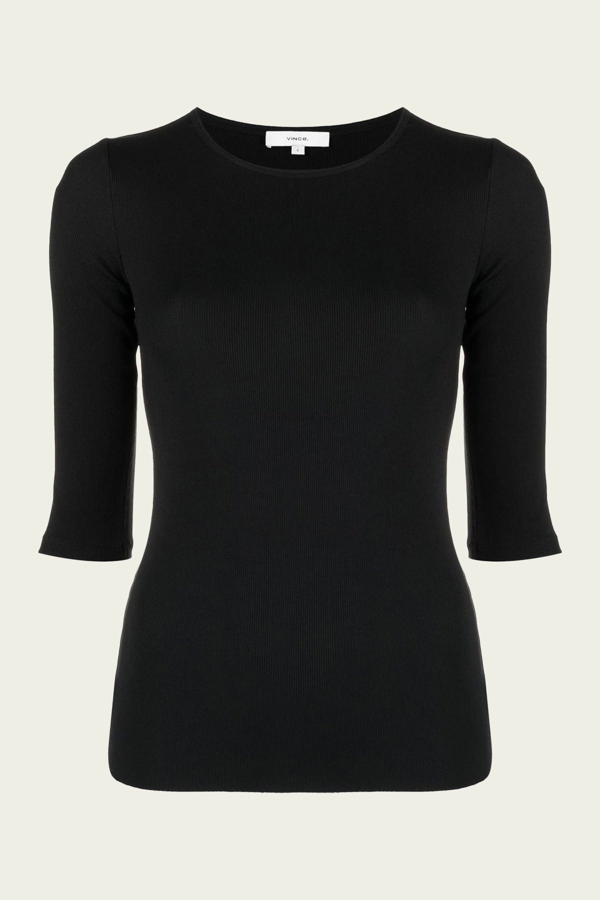 Elbow Sleeve Crew Neck T-Shirt in Black