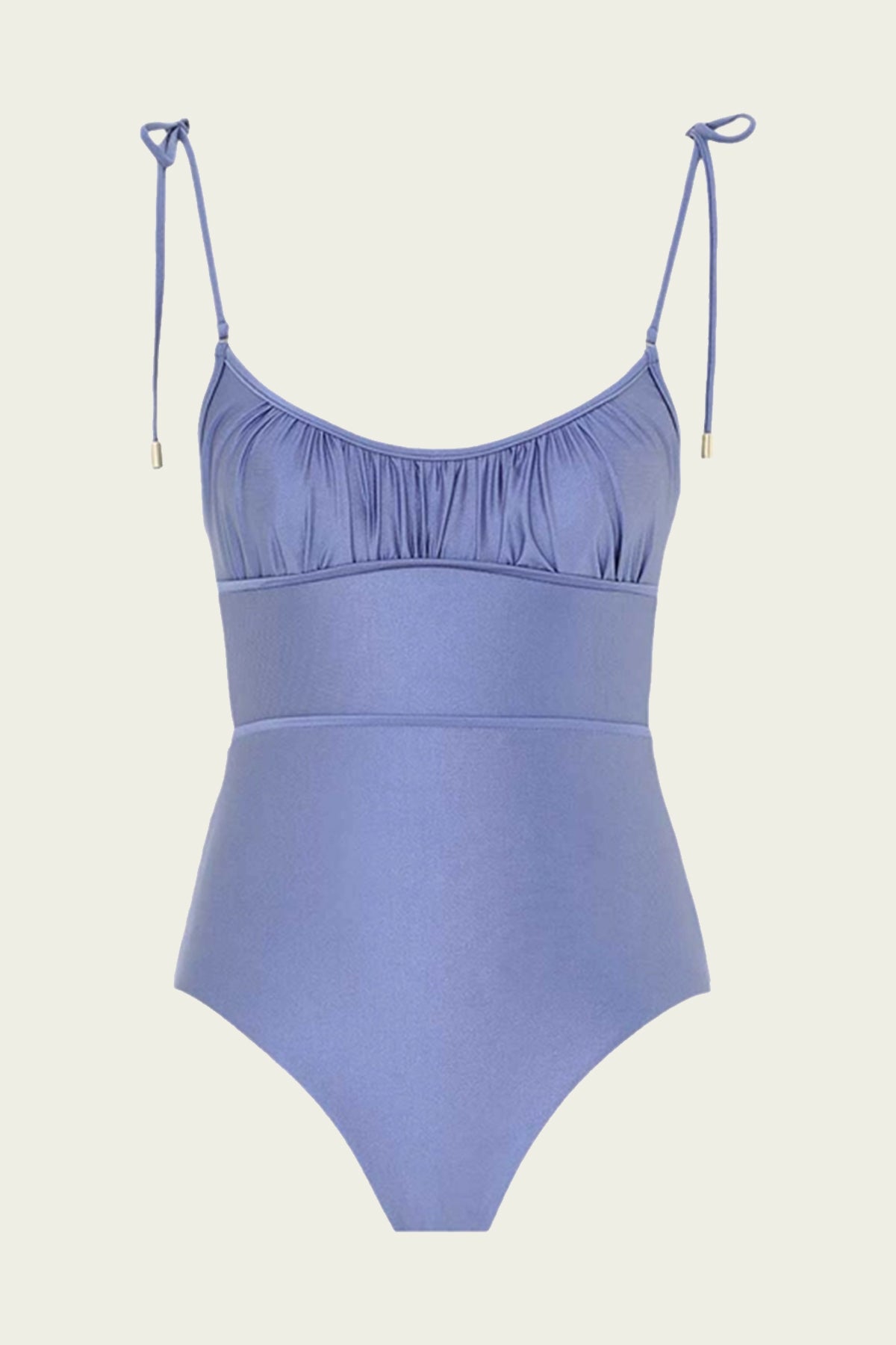 Golden Gathered Scoop One-Piece in Dusty Blue