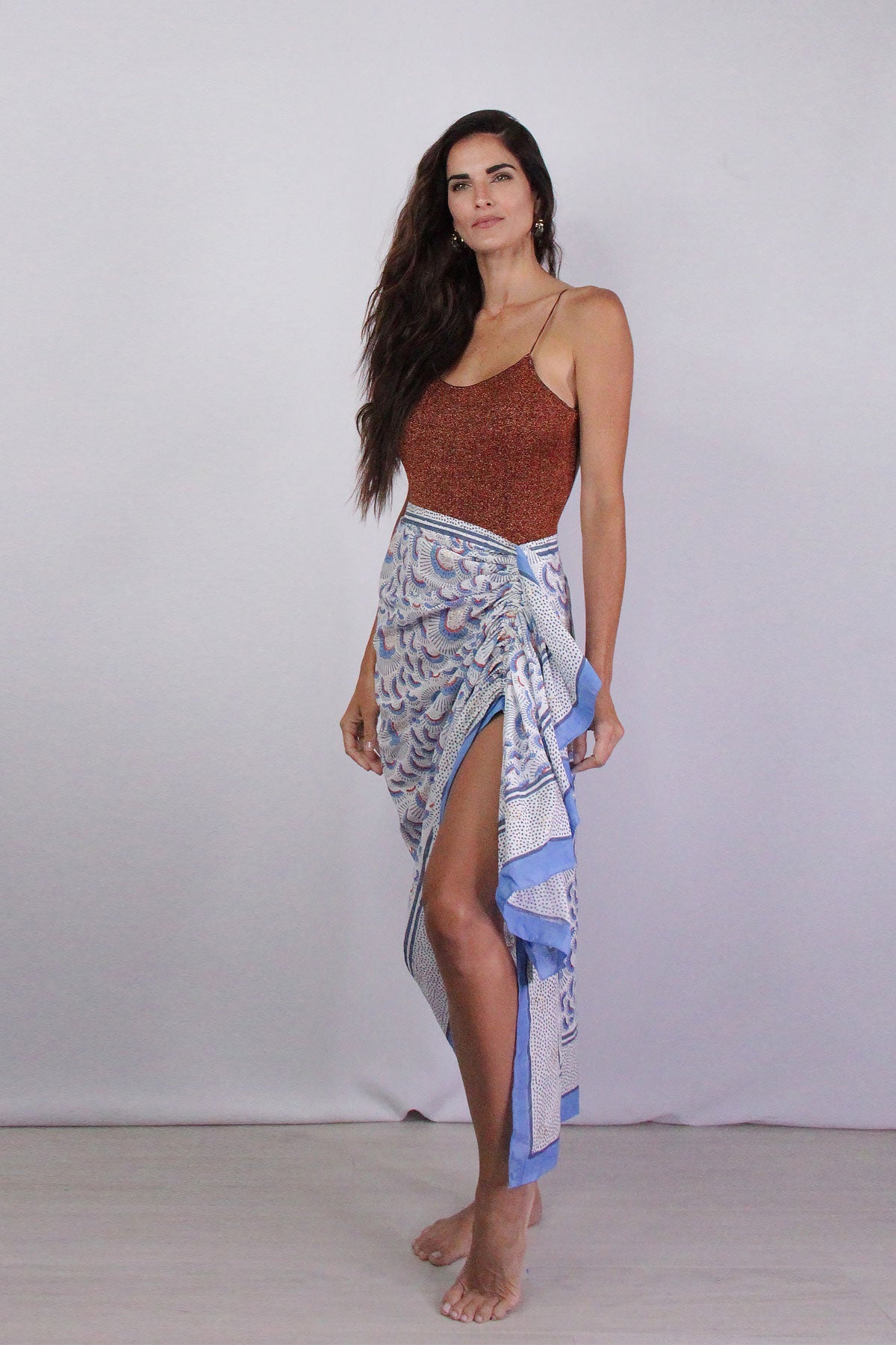 Abanico Pareo Skirt in Blue