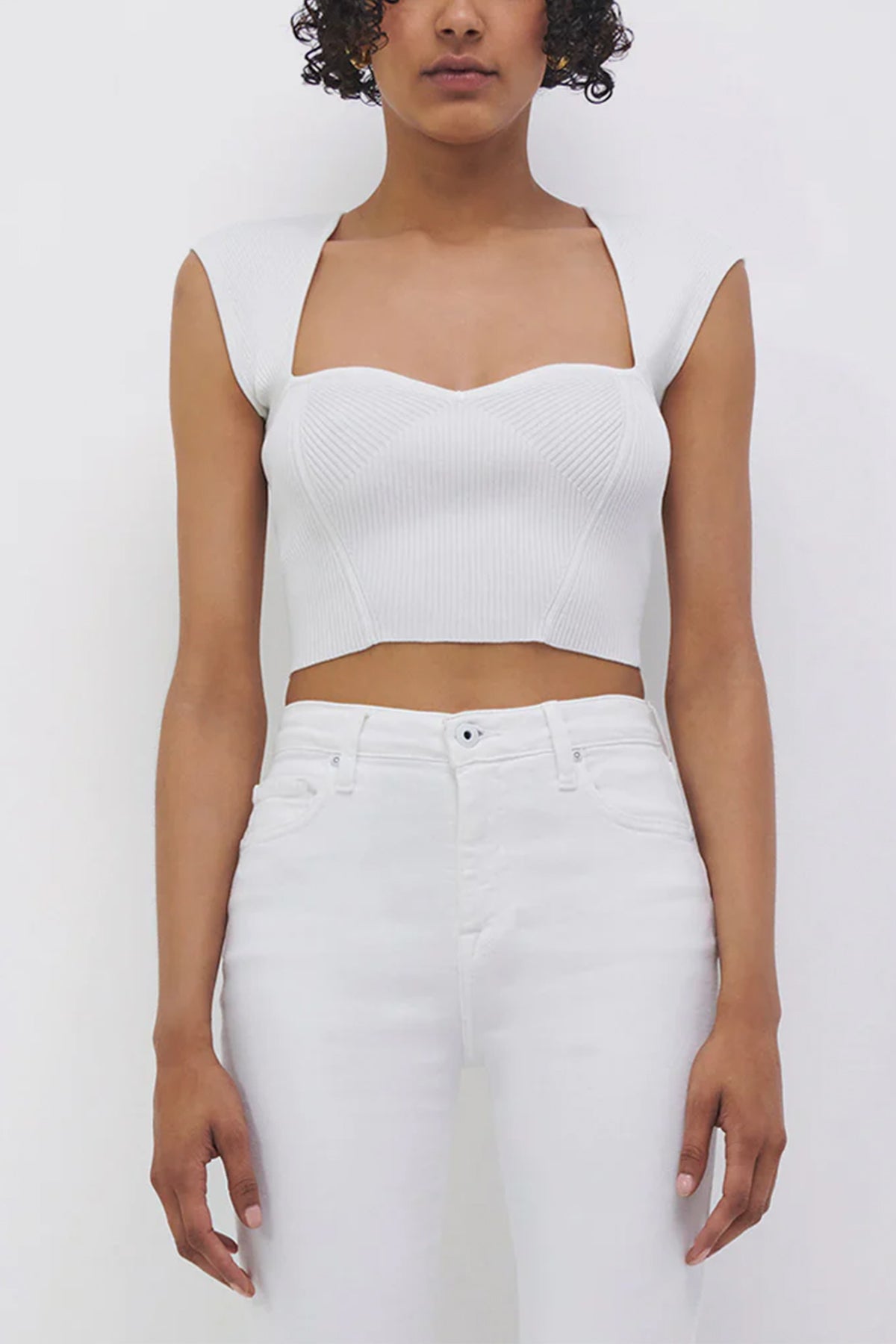 Seamless Ribbed Crop Top in White
