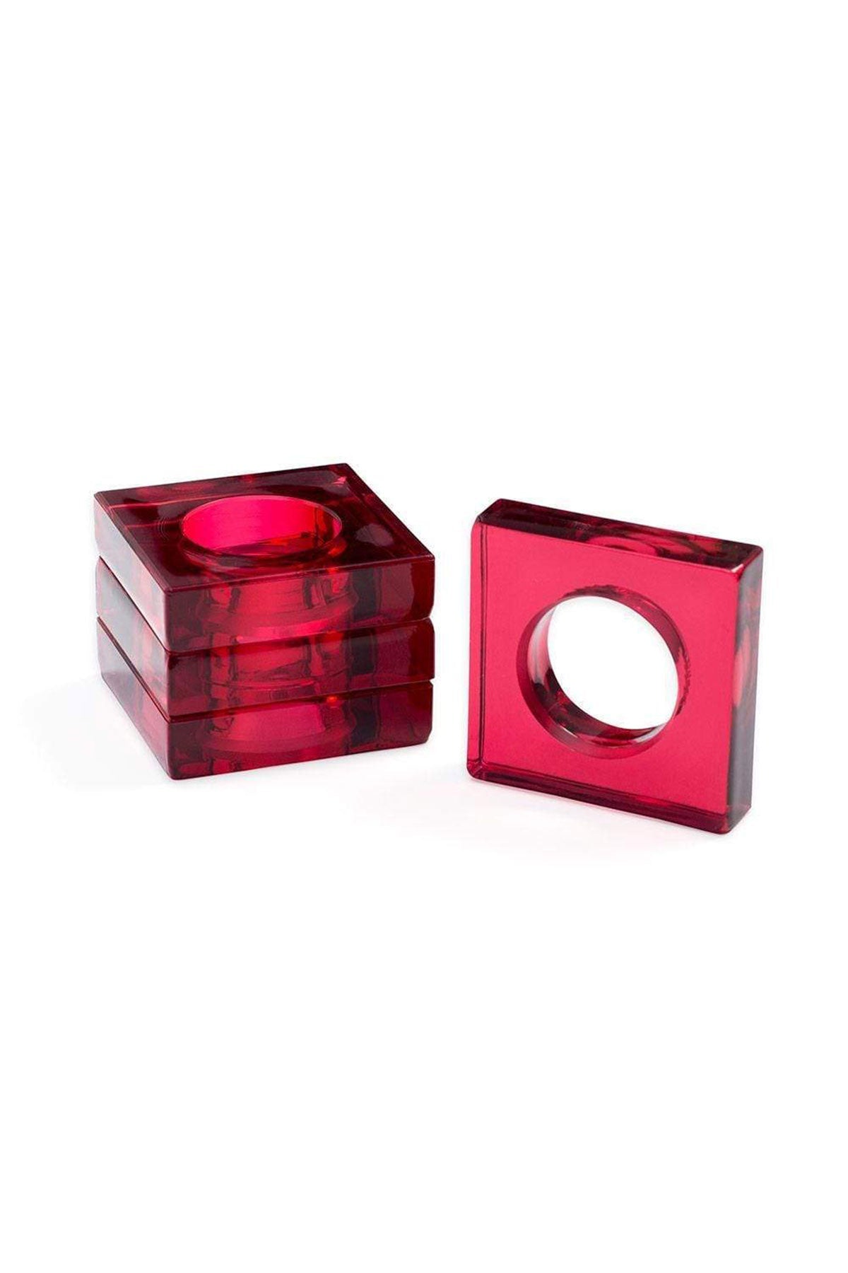 Acrylic Napkin Rings in Cranberry - Set of 4