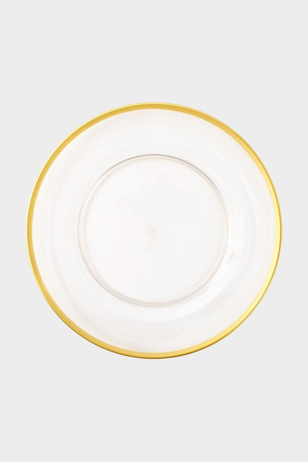 Acrylic Plate Charger in Clear with Gold Rim