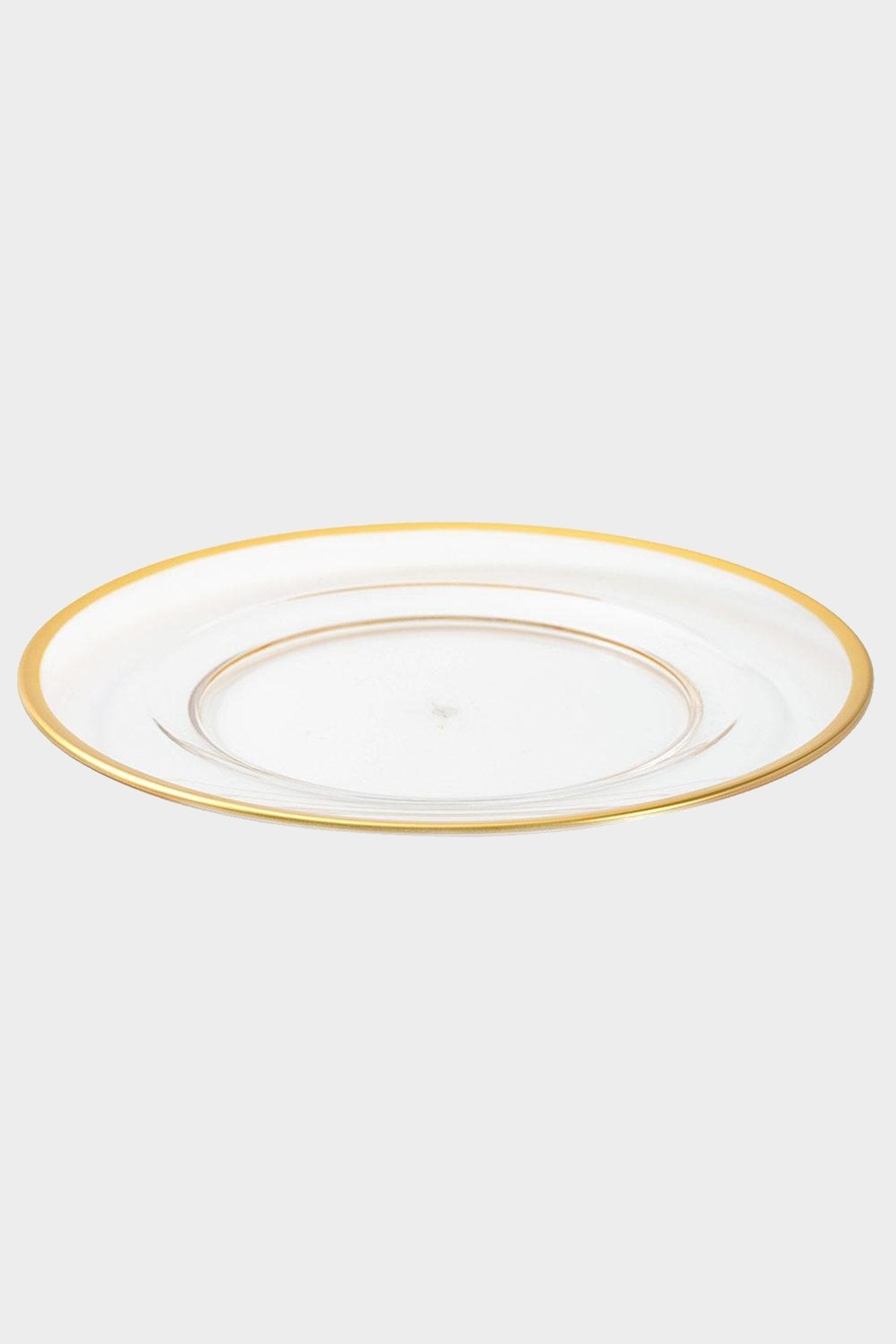 Acrylic Plate Charger in Clear with Gold Rim