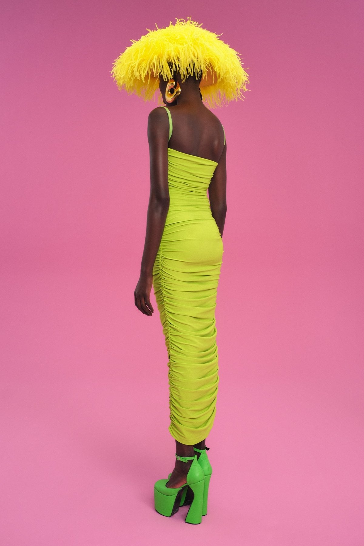 Adler Midi Dress in Chartreuse