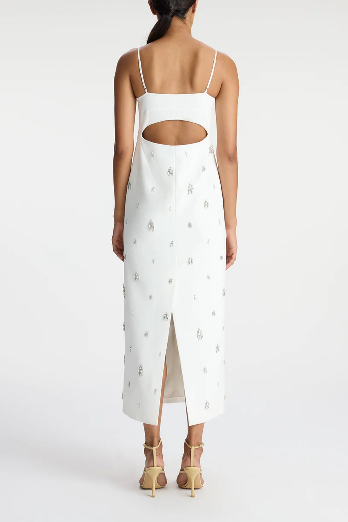 Alana Embellished Midi Dress in White