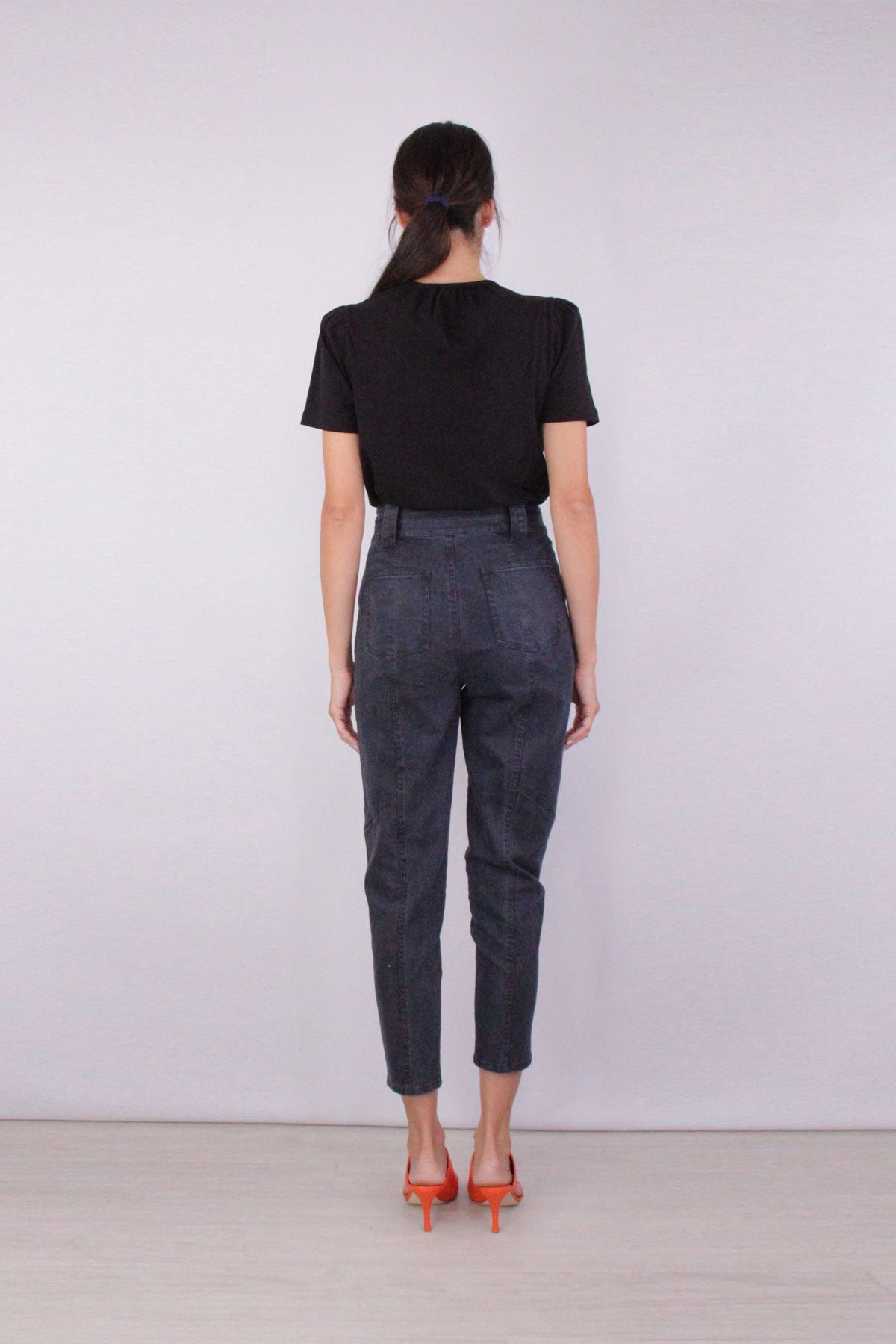 Alexa High Waist Pant With Snaps in Black