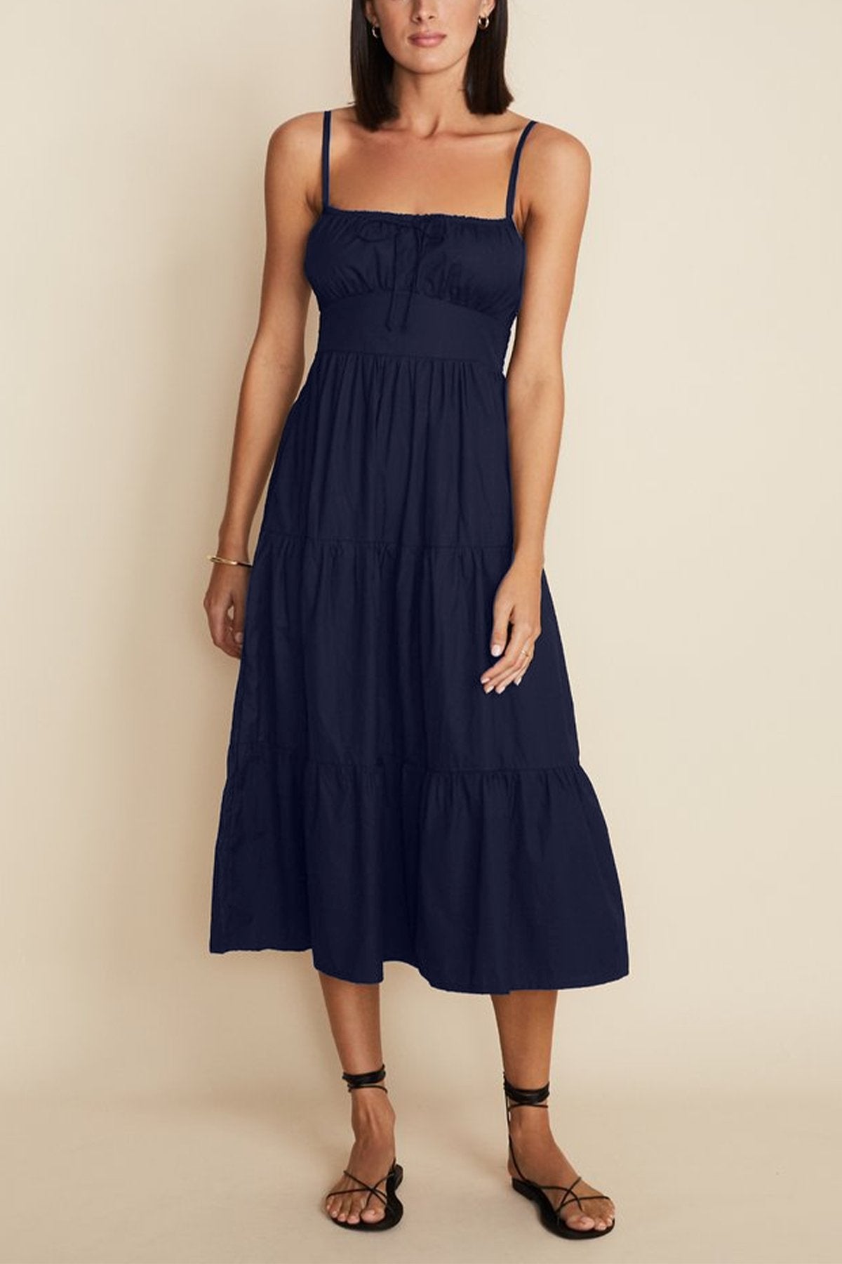 Alexia Midi Dress in Plain Ink Navy