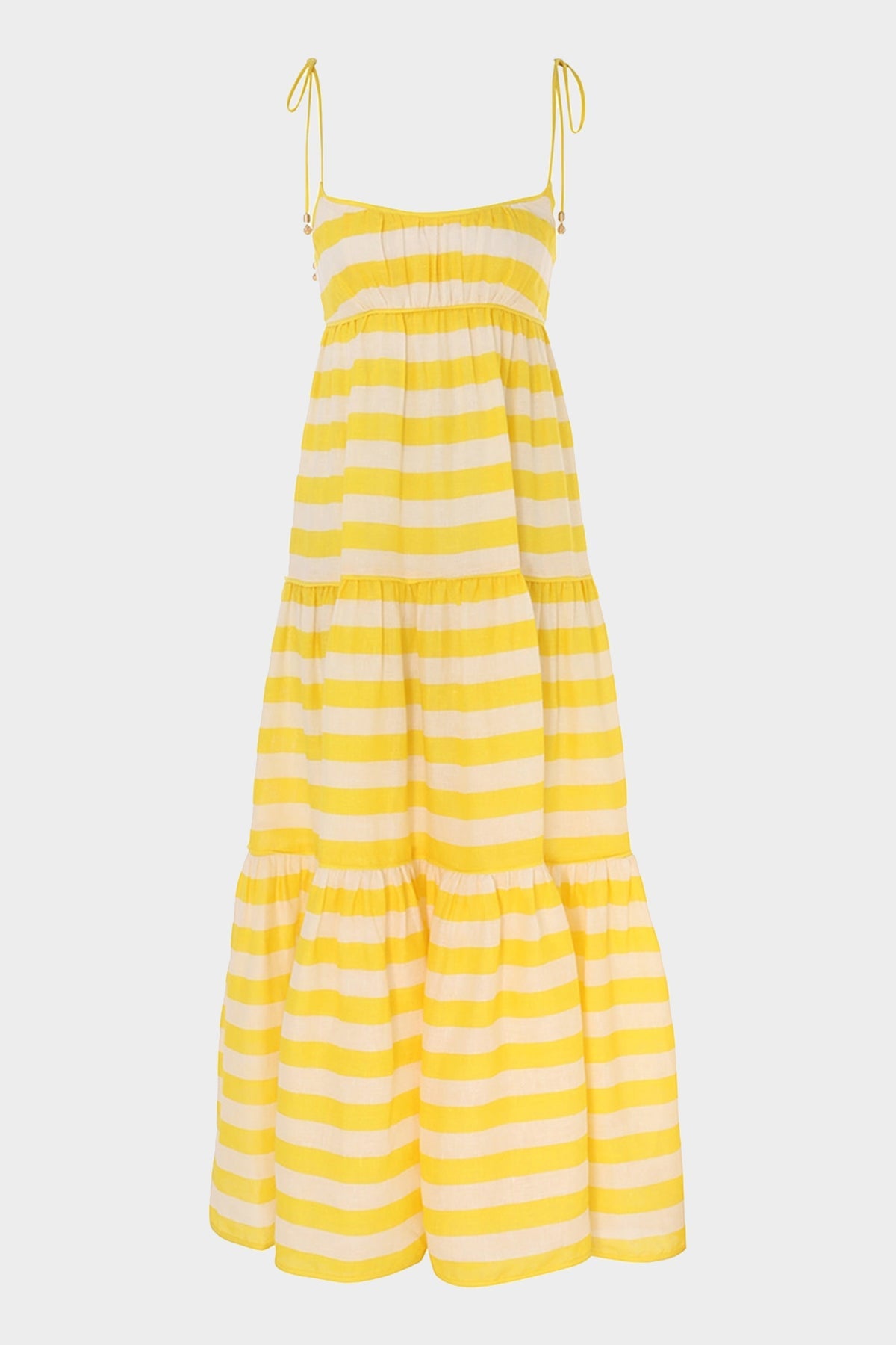 Alight Tie Shoulder Dress in Yellow Cream Stripe