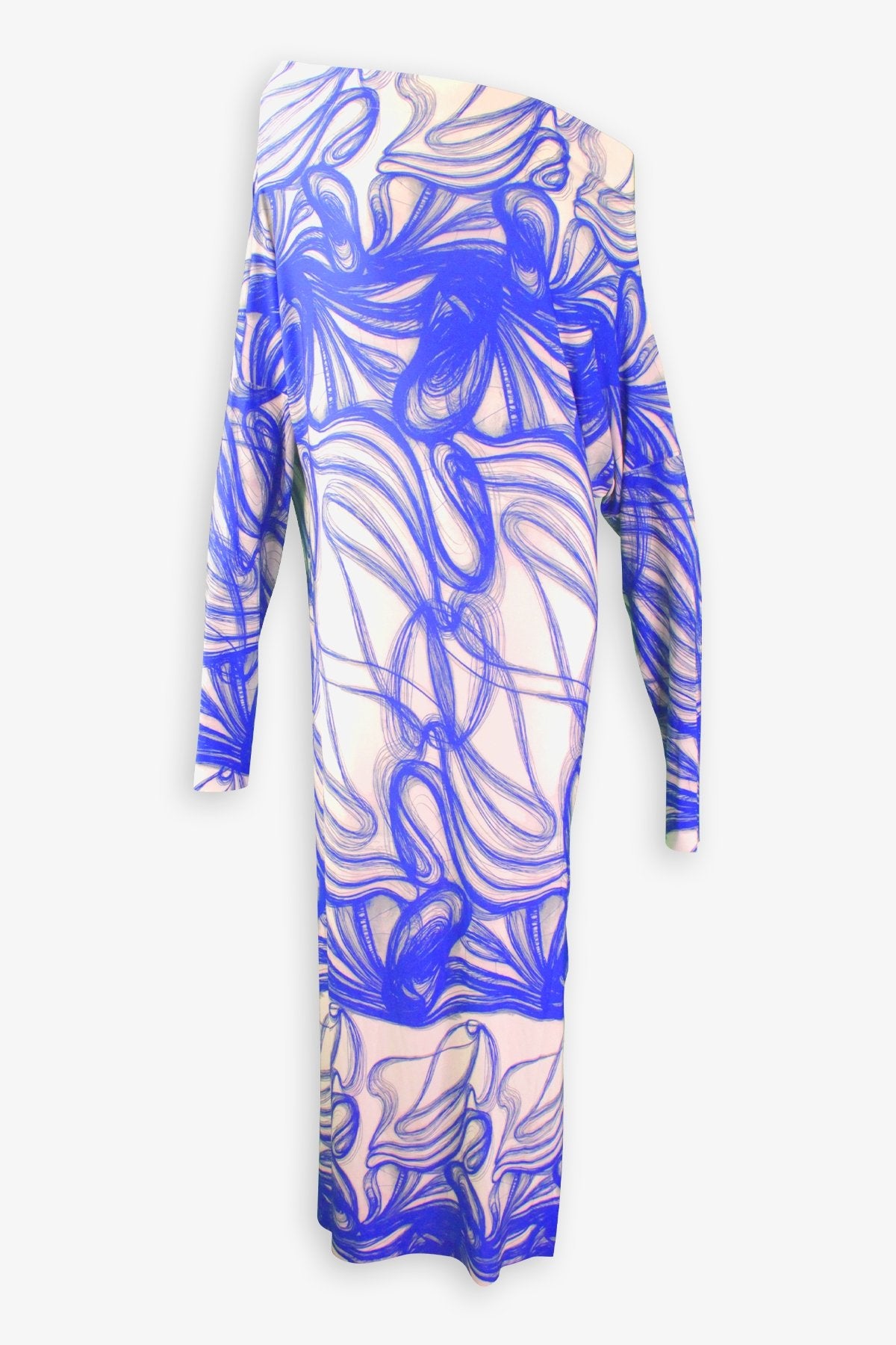 All in One Side Slit Gown in Blue Swirl