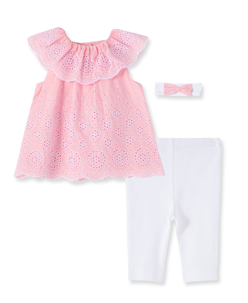 Allover Eyelet Set in Pink