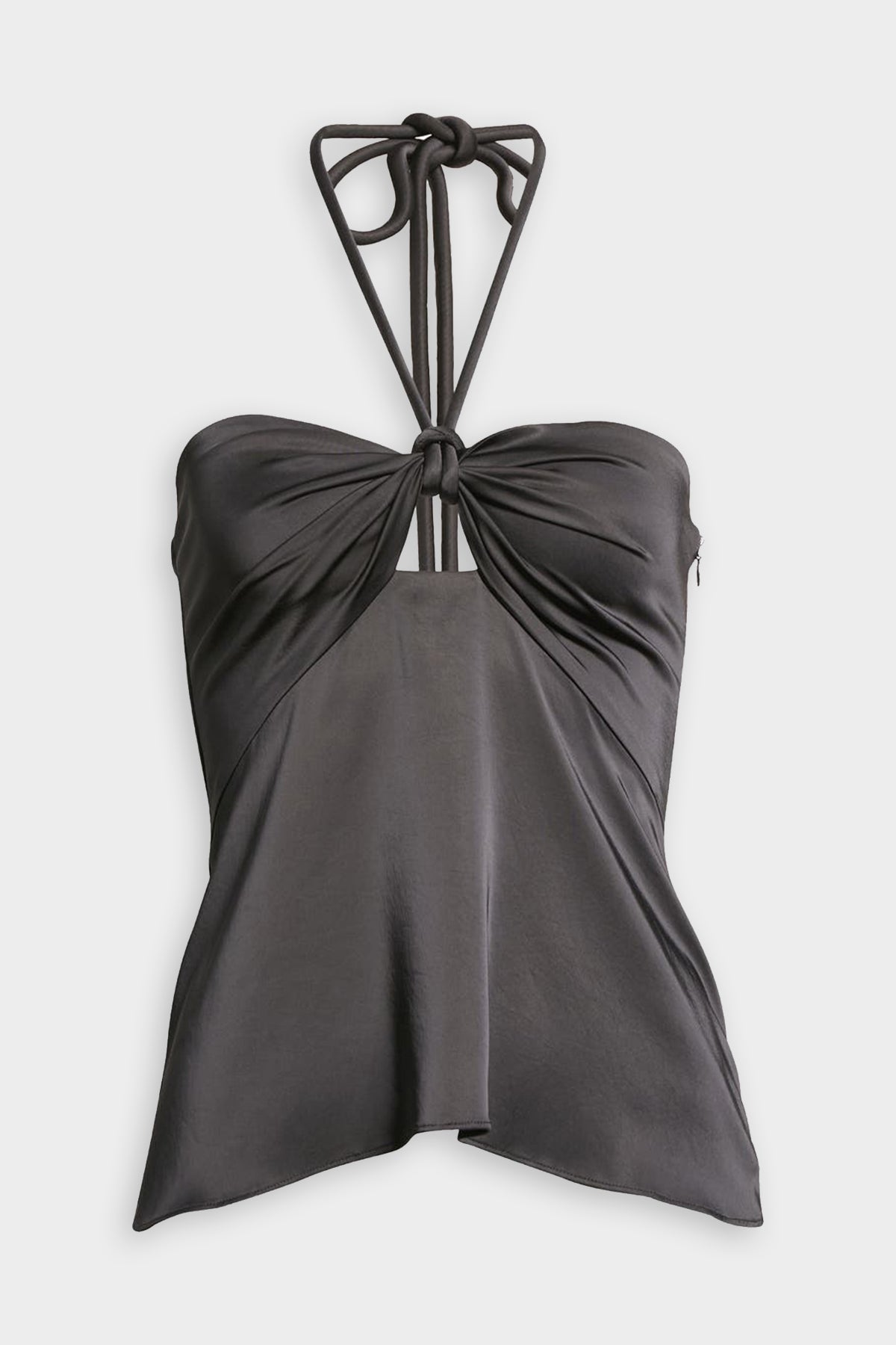 Anita Satin Halter Top in Black